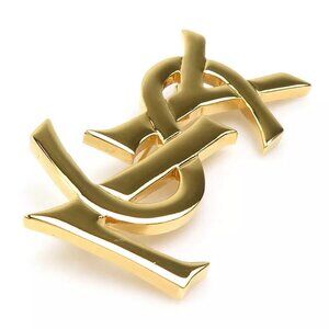 Auth YVES SAINT LAURENT YSL Brooch Gold Metal -